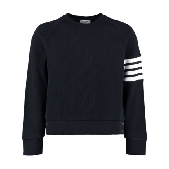 スウェット・トレーナー RAGLAN SLEEVE CREW NECK SWEATSHIRT IN WAFFLE (MJT205A 06452 Thom Browne Raglan Sleeve CrewneckWaffle-knit Sweatshirt Navy 0